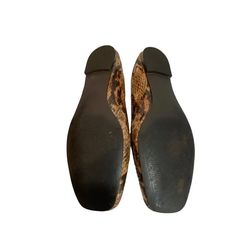 Tahari Clementine Tan and Black Snakeskin‎ Loafer Flats Size 7 1/2